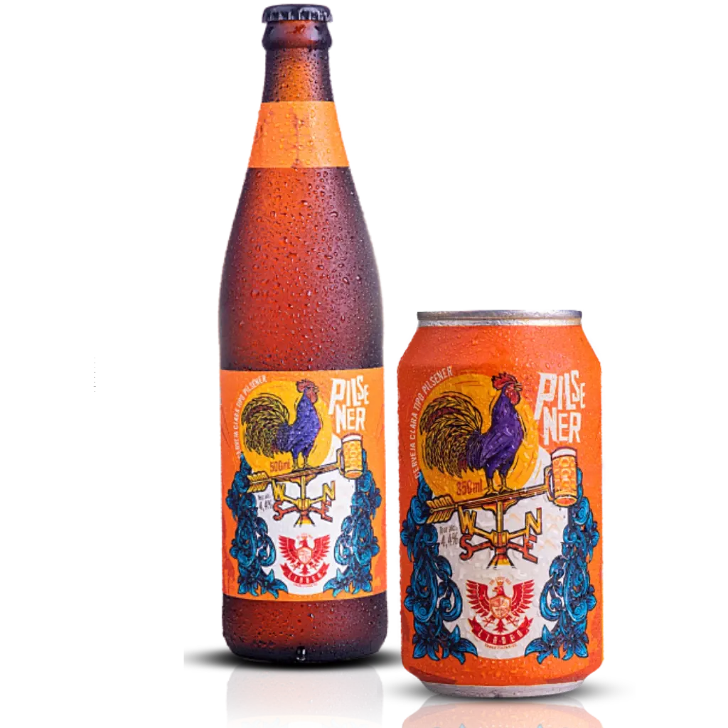Pilsener: Garrafa 500 ml e Lata 350 ml