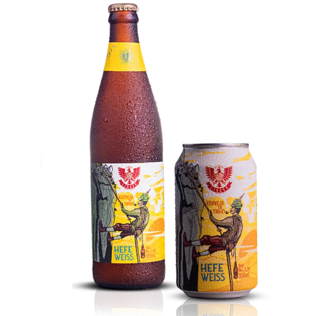 Hefe Weiss: Garrafa 500 ml e Lata 350 ml