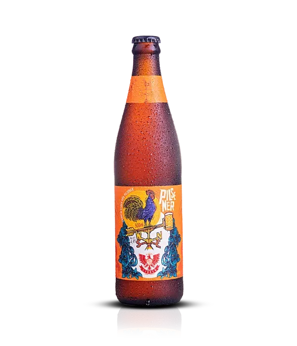 Garrafa da Pilsener com as medalhas conquistadas
