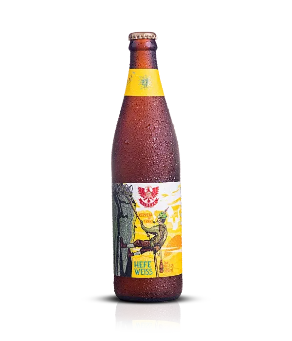 Garrafa da Hefe Weiss com as medalhas conquistadas